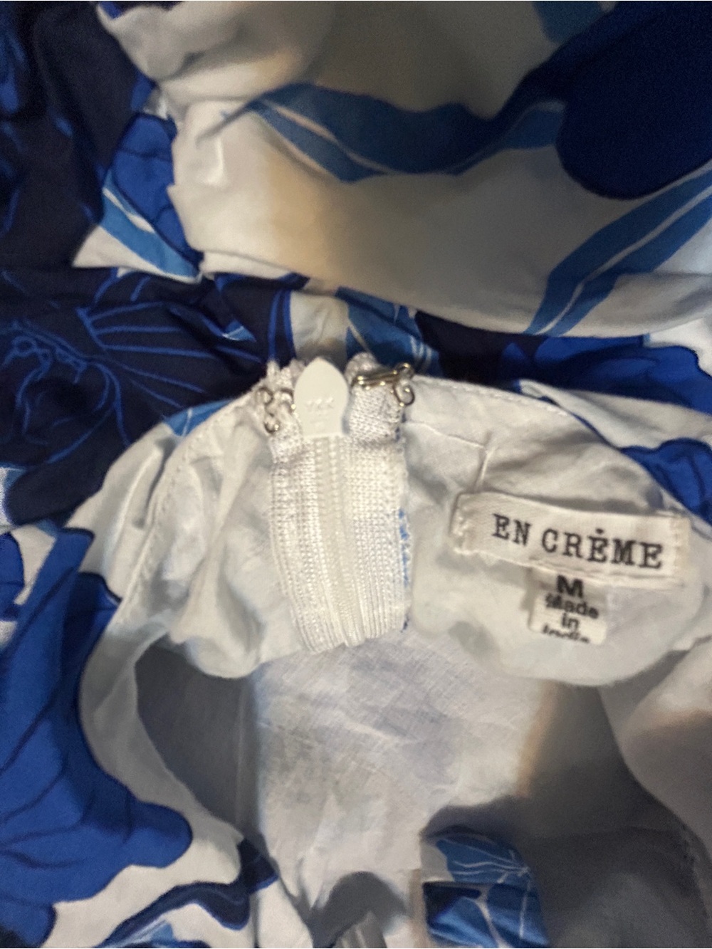En Crème Blue Floral Print Halter Neck Ruched Bubble Hem Romper Dress Size M - Picture 11 of 14
